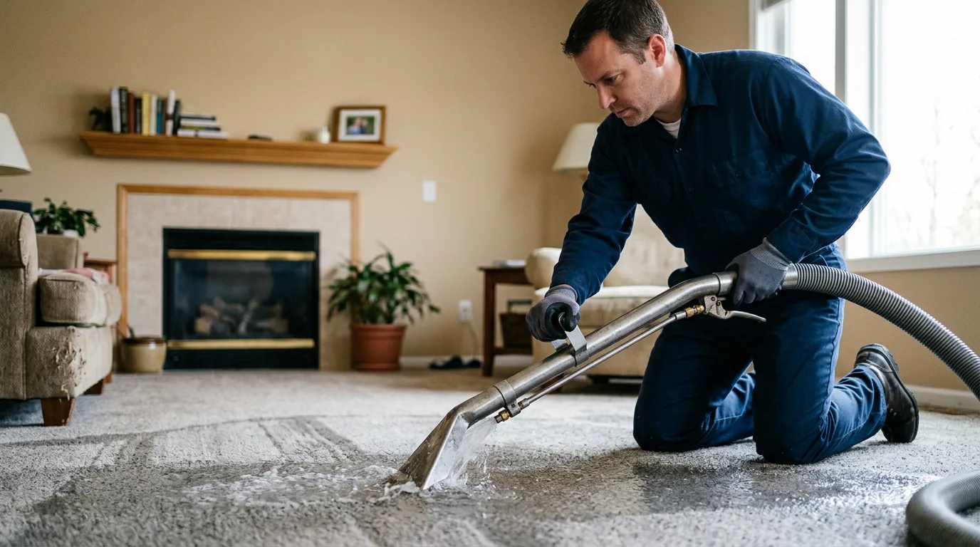 Water damage restoration technician working near Churchville, MD
